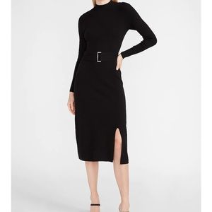 LONG SLEEVE MIDI SWEATER
DRESS IN PITCH BLACK (Belt not included)